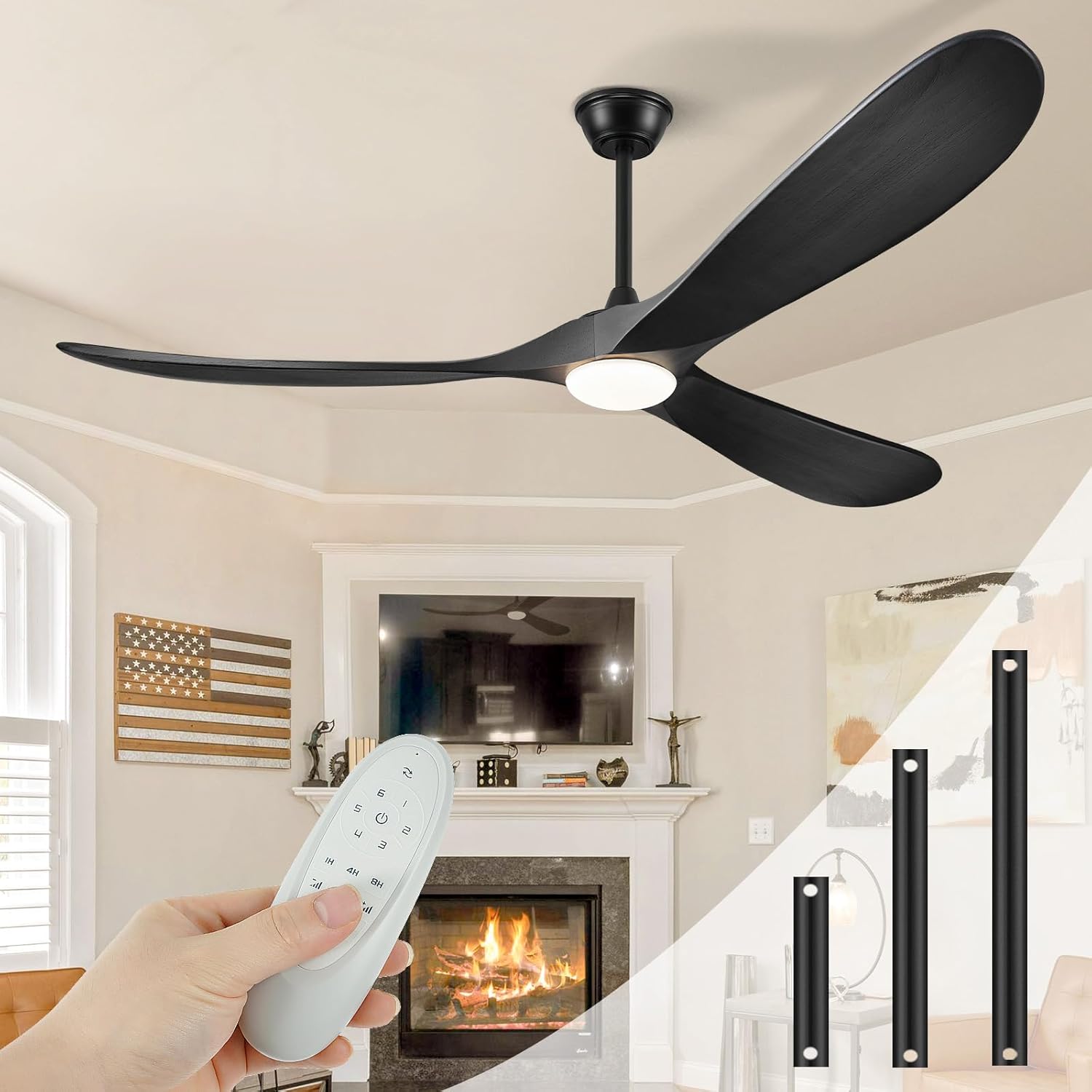 72 Inch Outdoor Ceiling Fan with Lights and Remote Control