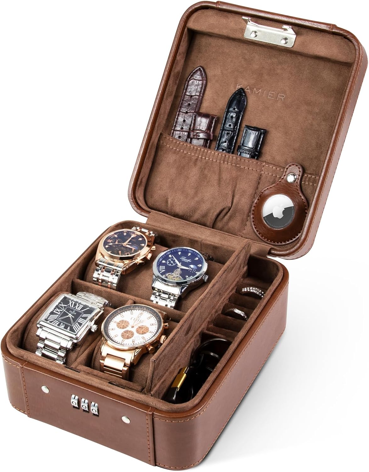 KAMIER Watch Case: Secure 4 Watches & Jewelry