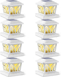 Solar Post Cap Lights Outdoor - 8 Pack Warm/Cool Edison LED