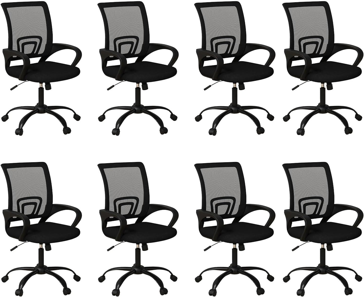 Set of 8 Swivel Office Chairs, Ergonomic with Lumbar Support, Bonzy Home