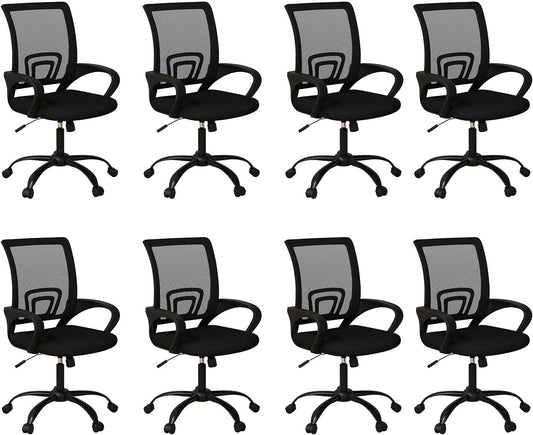 Set of 8 Swivel Office Chairs, Ergonomic with Lumbar Support, Bonzy Home