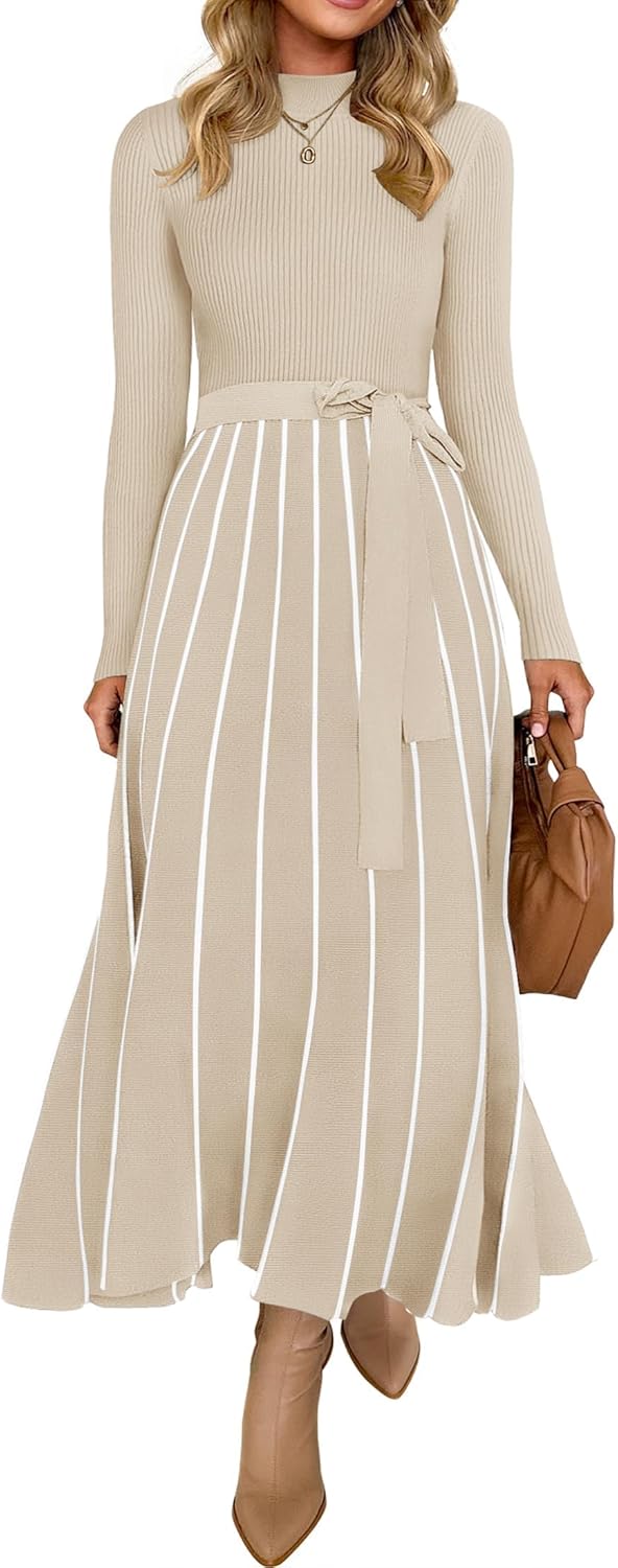 ZESICA Womens Turtleneck Long Sleeve Sweater Dress for Fall