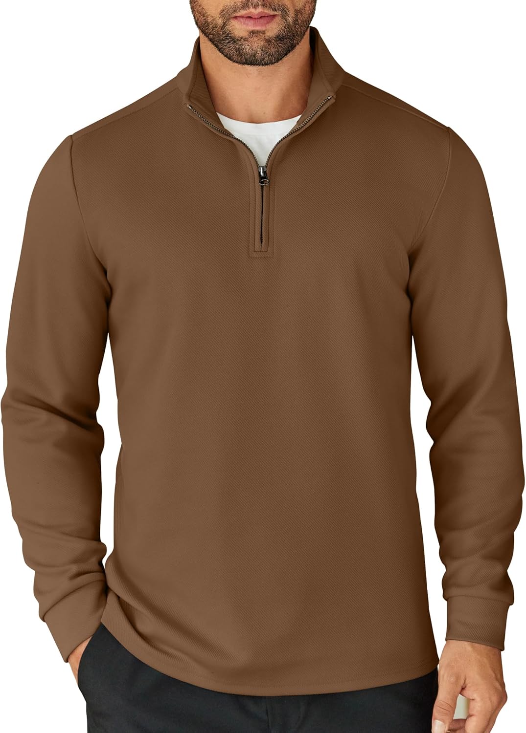 COOFANDY Men's Quarter Zip Pullover Lightweight Mock Neck Shirt