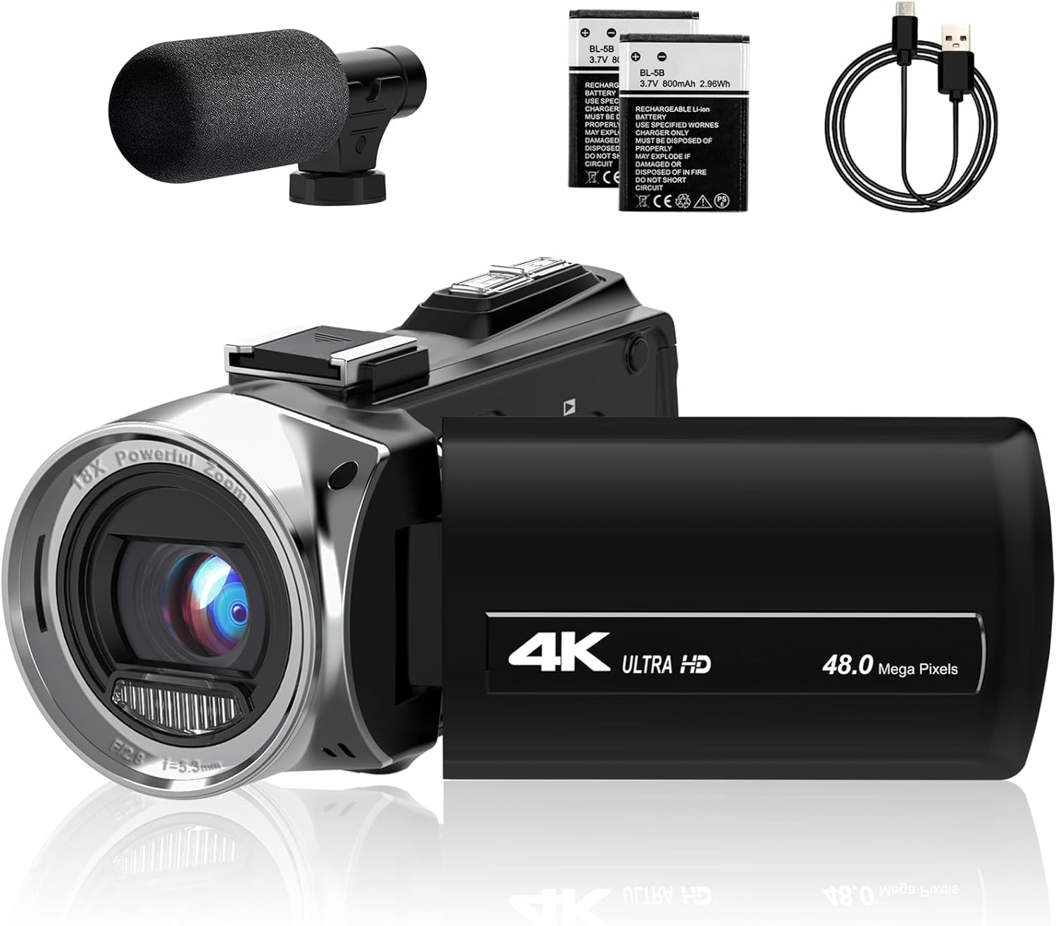 4K Video Camera Camcorder for YouTube with 18X Zoom Features