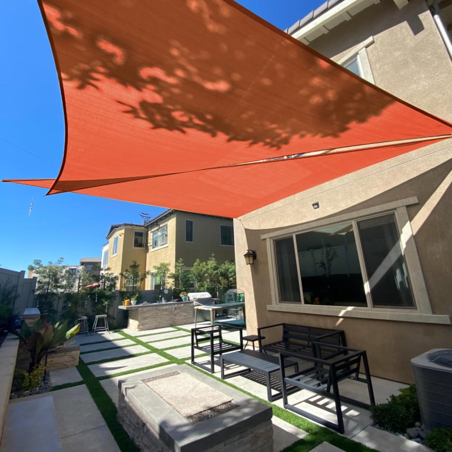 SUNLAX Sun Shade Sail 8ft x 10ft x 12.8ft Terra Red Rectangle Canopy