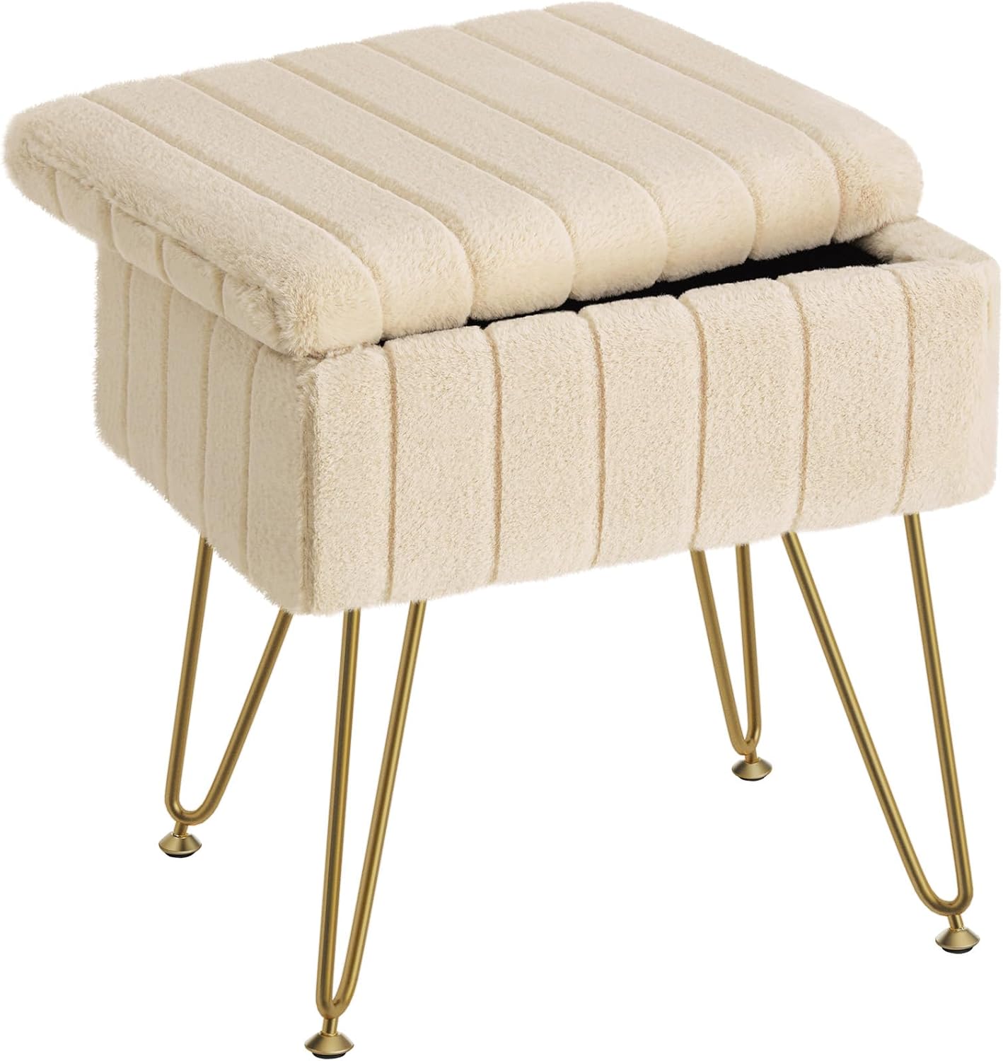 Faux Fur Vanity Stool Chair with Storage for Modern Spaces