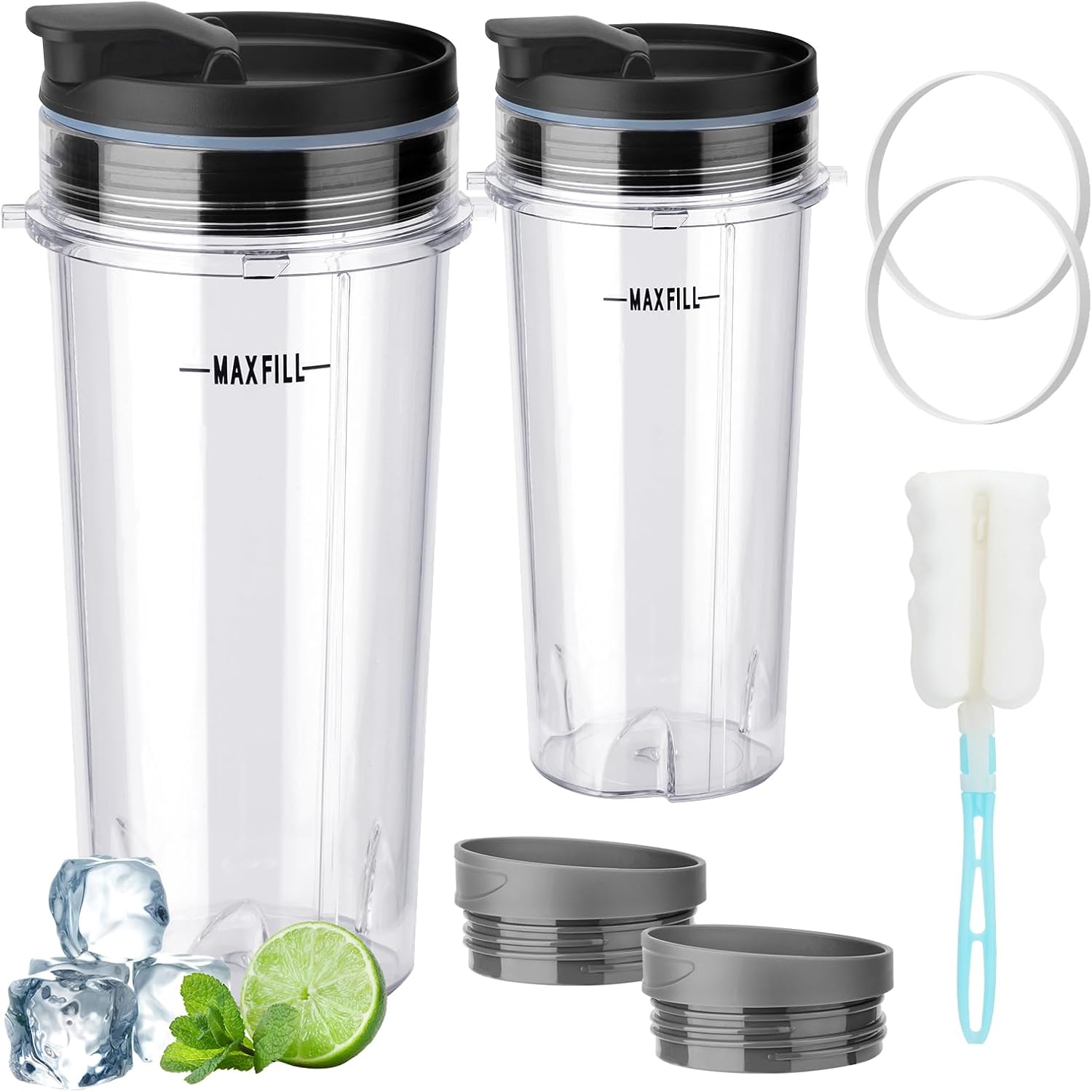 Ninja Fit Blender Cups Replacement Kit | Leak-Proof Sip & Straw Lids