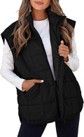 EVALESS Womens Puffer Vest Zip Up Cap Sleeve Jacket - Lightweight