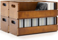 4 Set Wooden CD Storage Box Holder with Handles for Organizing