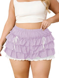 Verdusa Women's Plus Size Bloomers Ruffle Shorts - Bow Front Lace