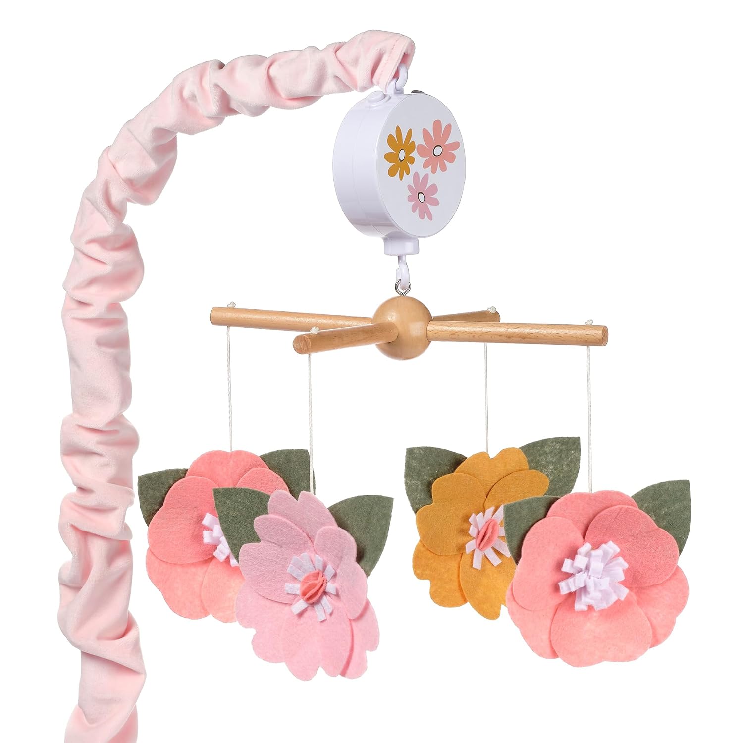 Lambs & Ivy Little Garden Felt Flowers Musical Crib Mobile