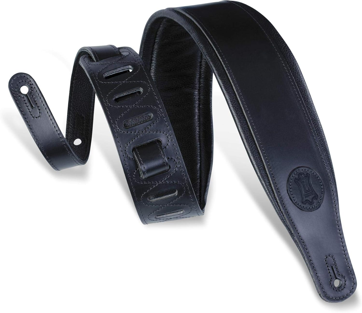 Levy's MSSB1 Black Leather Guitar Strap