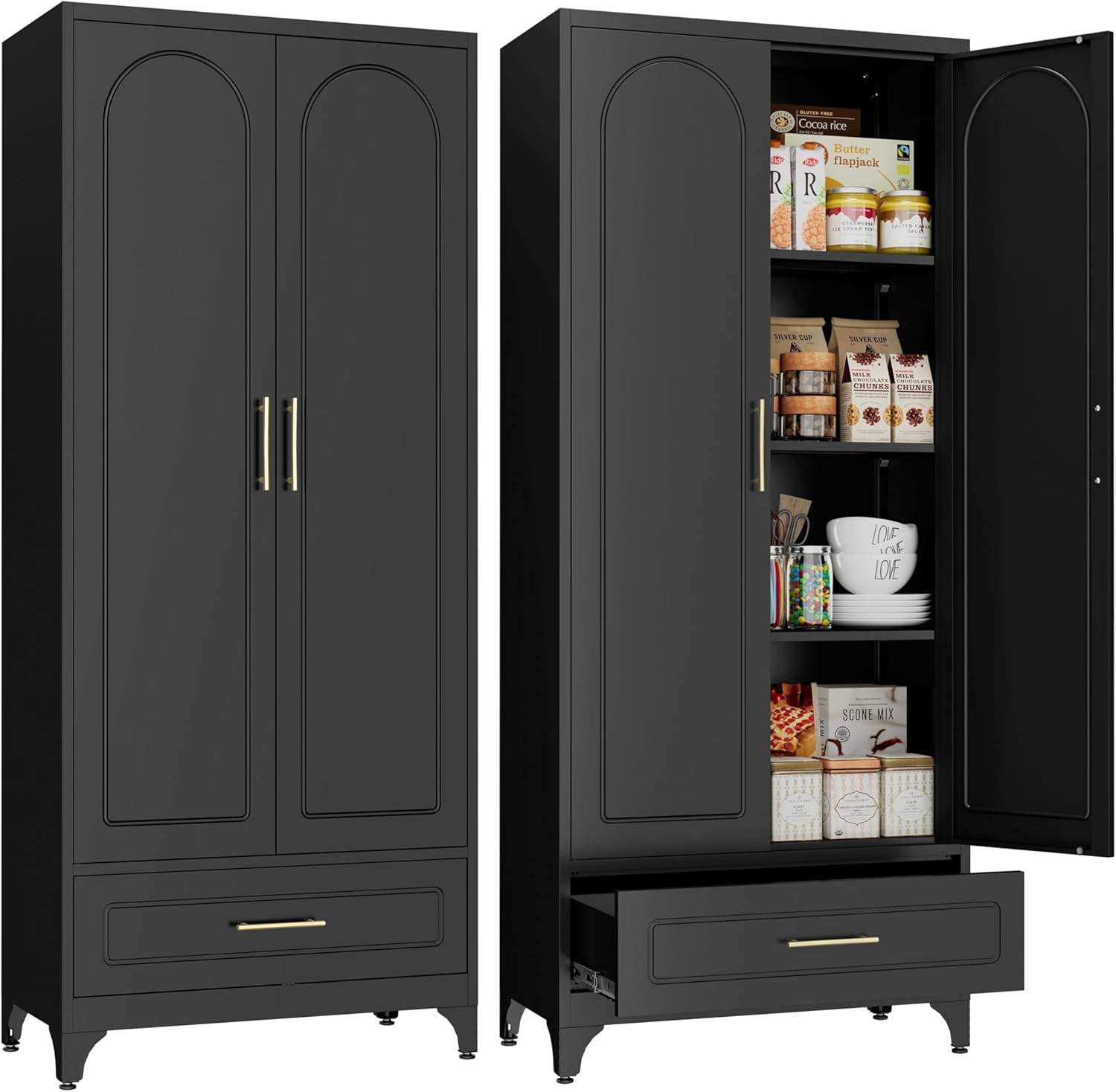 Organize With Style: Tall Black Metal Storage Cabinet