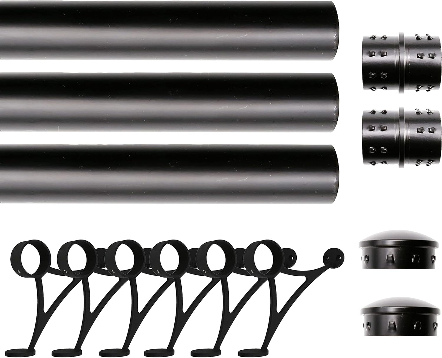 Solid Bar Mount Foot Rail Kit with Matte Black Stainless Steel