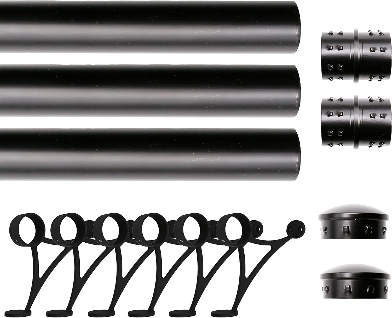 Solid Bar Mount Foot Rail Kit with Matte Black Stainless Steel