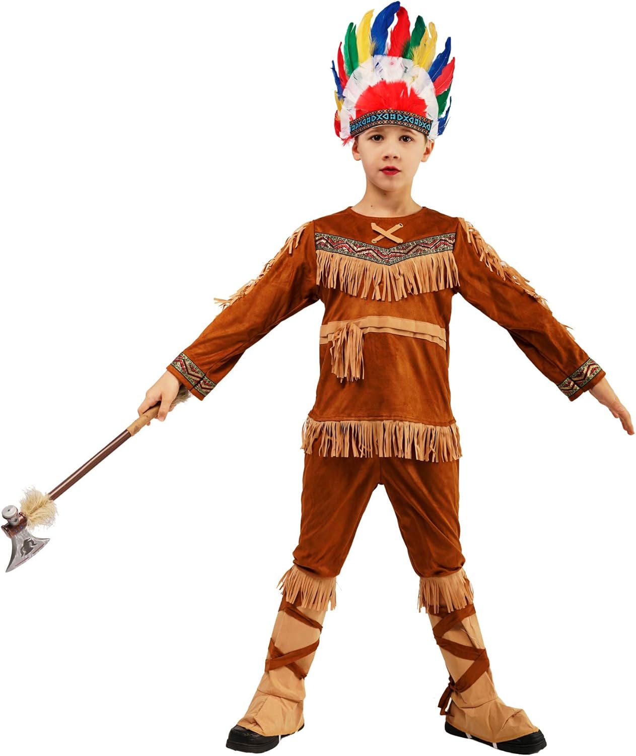PGOND Boys Indian Halloween Cosplay Costume with Colorful Hat
