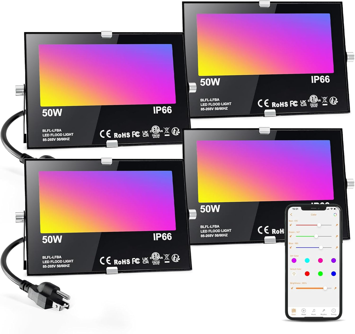 Smart RGB Flood Light Outdoor with Bluetooth Control and Timing