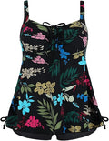 Septangle Women Plus Size Paisley Print Tankini Two Piece Swimsuit