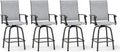 Outdoor Bar Stools Set of 4 Swivel Bar Height Patio Chairs - Light