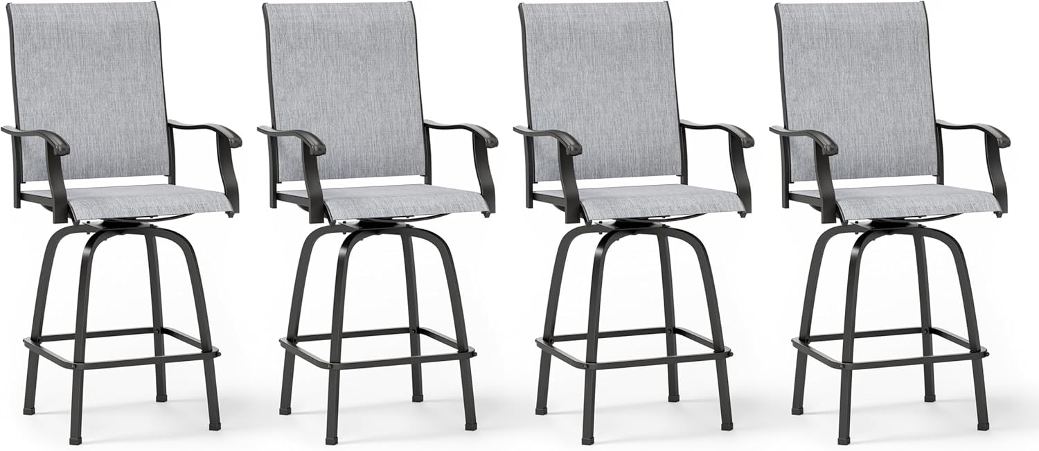 MFSTUDIO Outdoor Bar Stools Set of 4 for Stylish Patios
