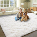 Cream White Shag Rug 6x9 - Plush Fluffy Area Rug for Living Room