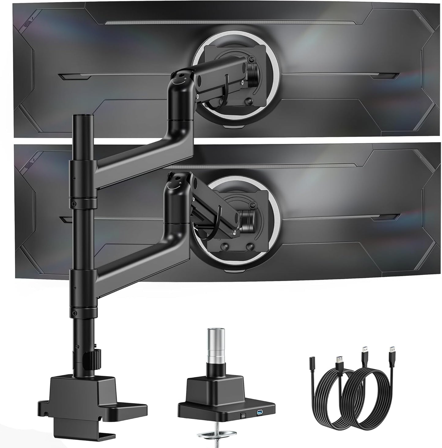 Dual Ultrawide Monitor Arm for 17-57 Inch Screens, Black