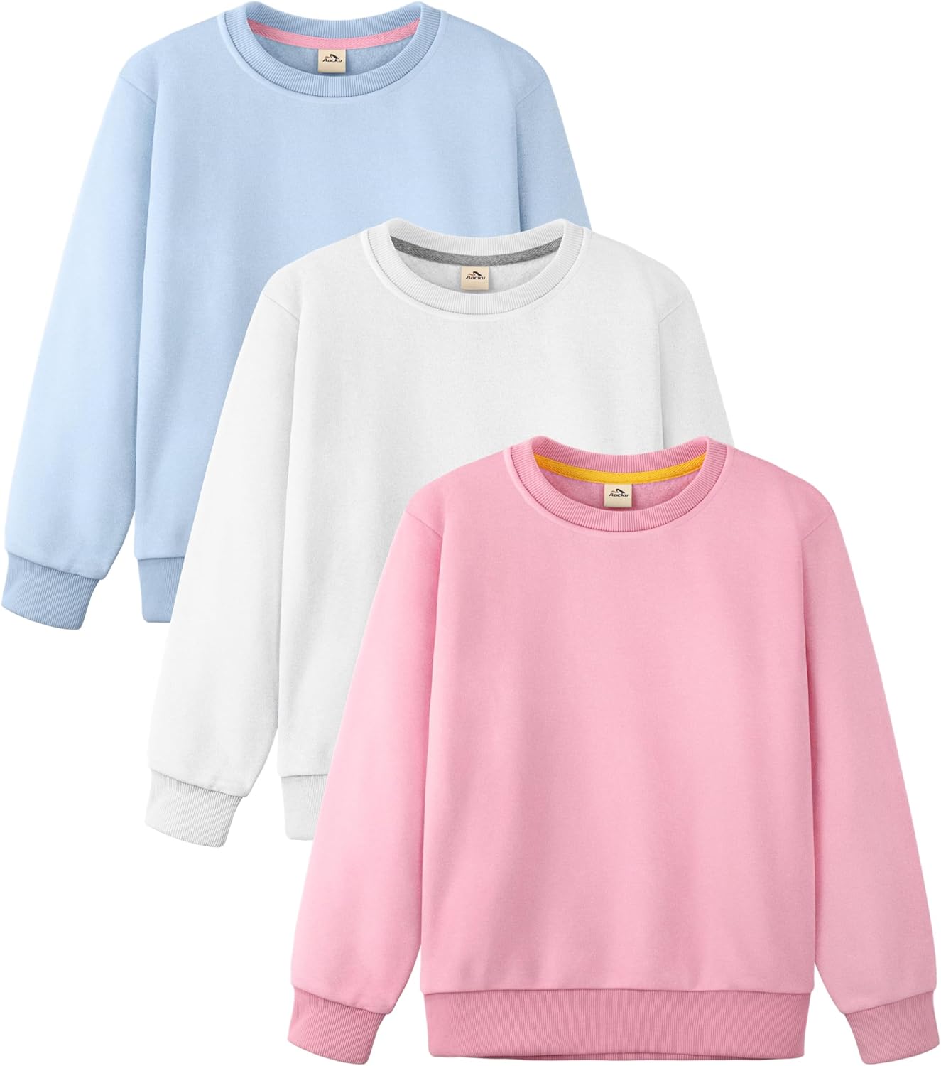 Premium Girls Sweatshirt 3 Pack Soft Crewneck Pullover Set