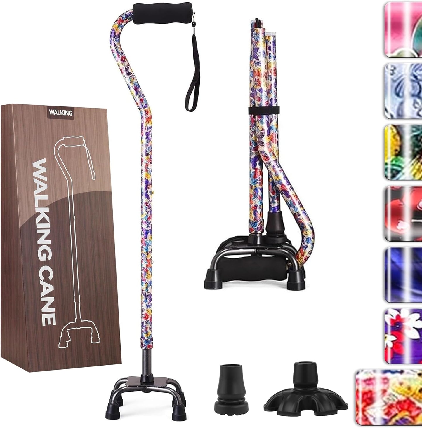 Adjustable Quad Cane for Stability and Balance for Seniors
