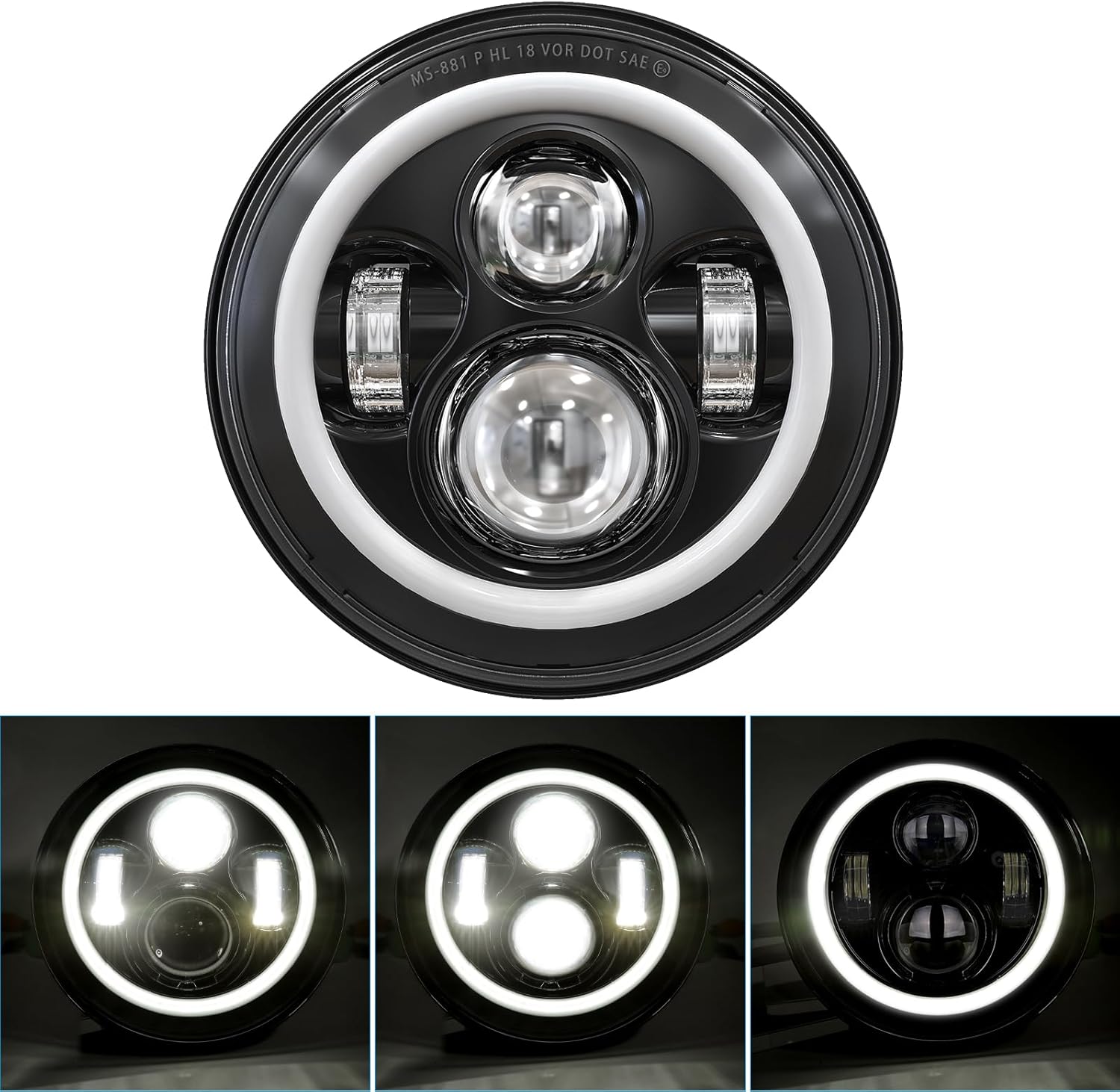 BICYACO 7 Inch Halo LED Headlight for Electra Glide Models