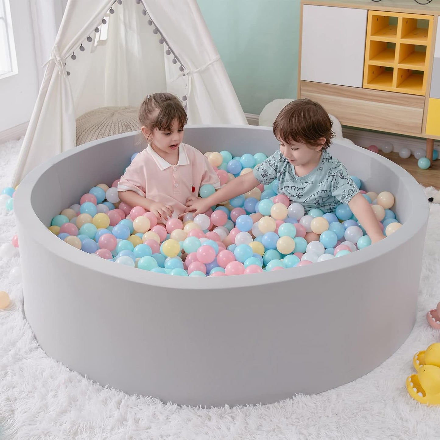 Foam Ball Pit for Toddlers - Large Soft Playpen for Kids