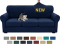 4 Piece Stretch Sofa Cover for 3 Cushion Couch - Navy Blue
