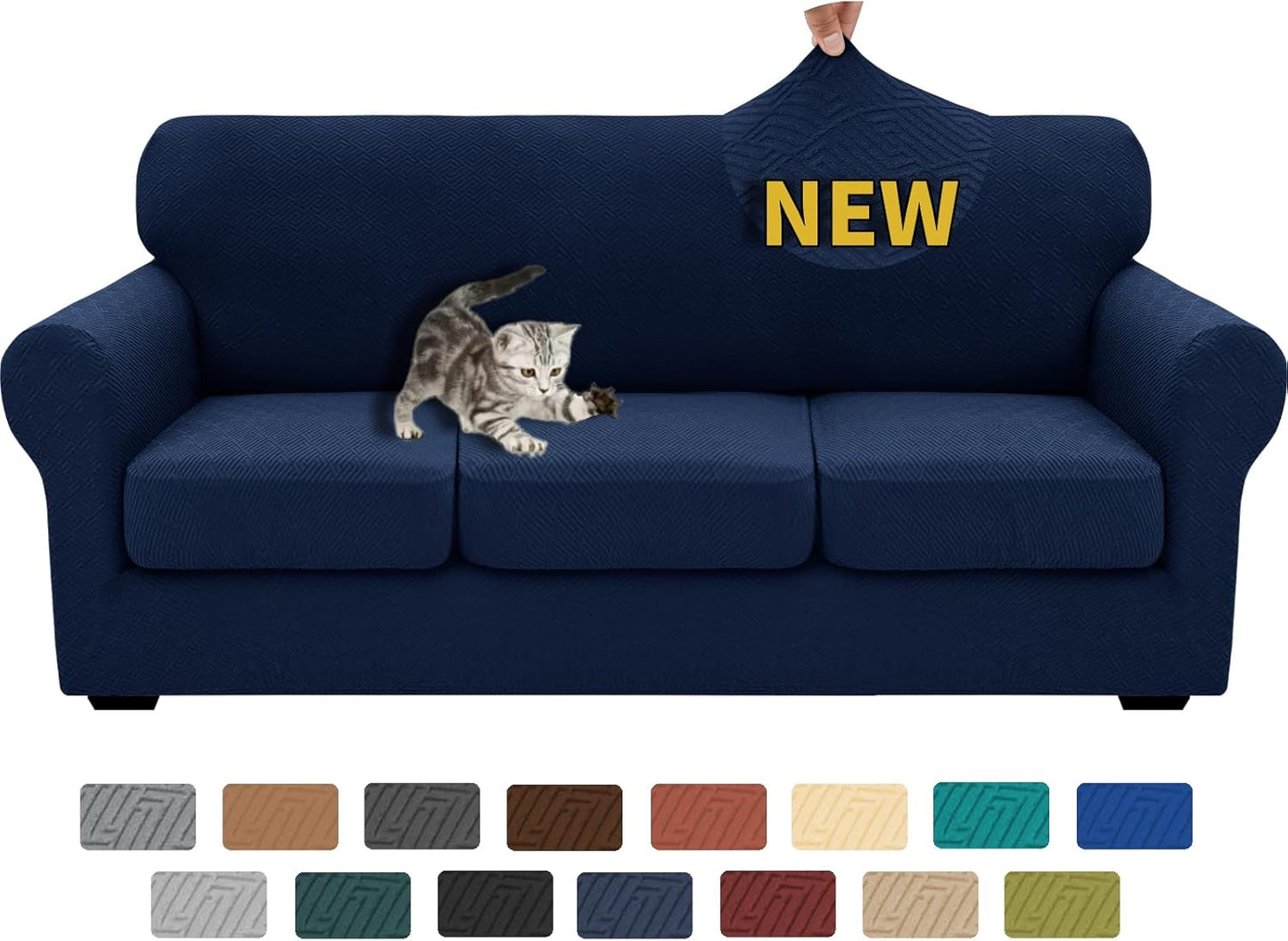 XINEAGE 2025 Couch Covers for 3 Cushion Couch - Navy Blue