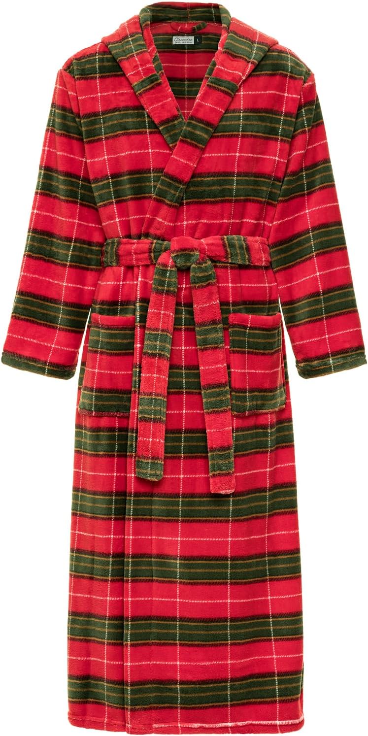 Plush Fleece Hooded Mens Bathrobe for Big and Tall Comfort