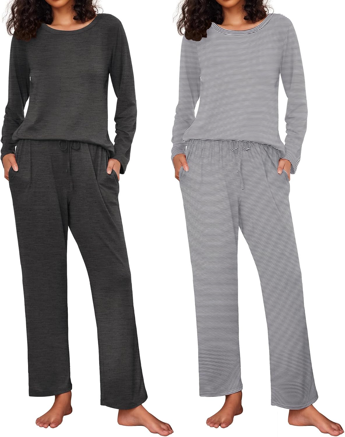 Ekouaer Women's Pajama Set Soft Long Sleeve Sleepwear with Pockets