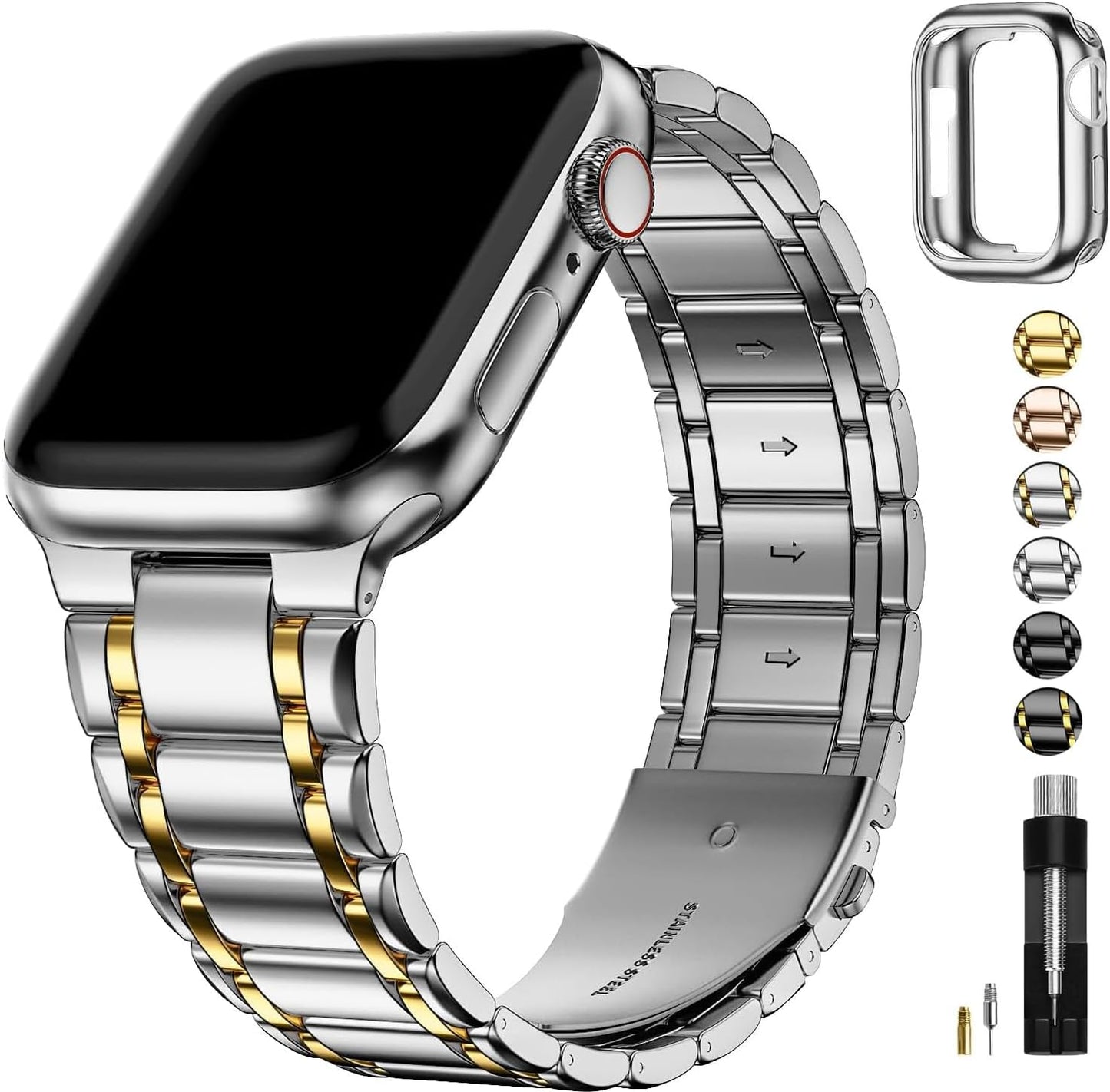 Stylish Stainless Steel Apple Watch Bands with TPU Case
