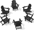 SERWALL HDPE Folding Adirondack Chair Set of 6 - Durable Outdoor