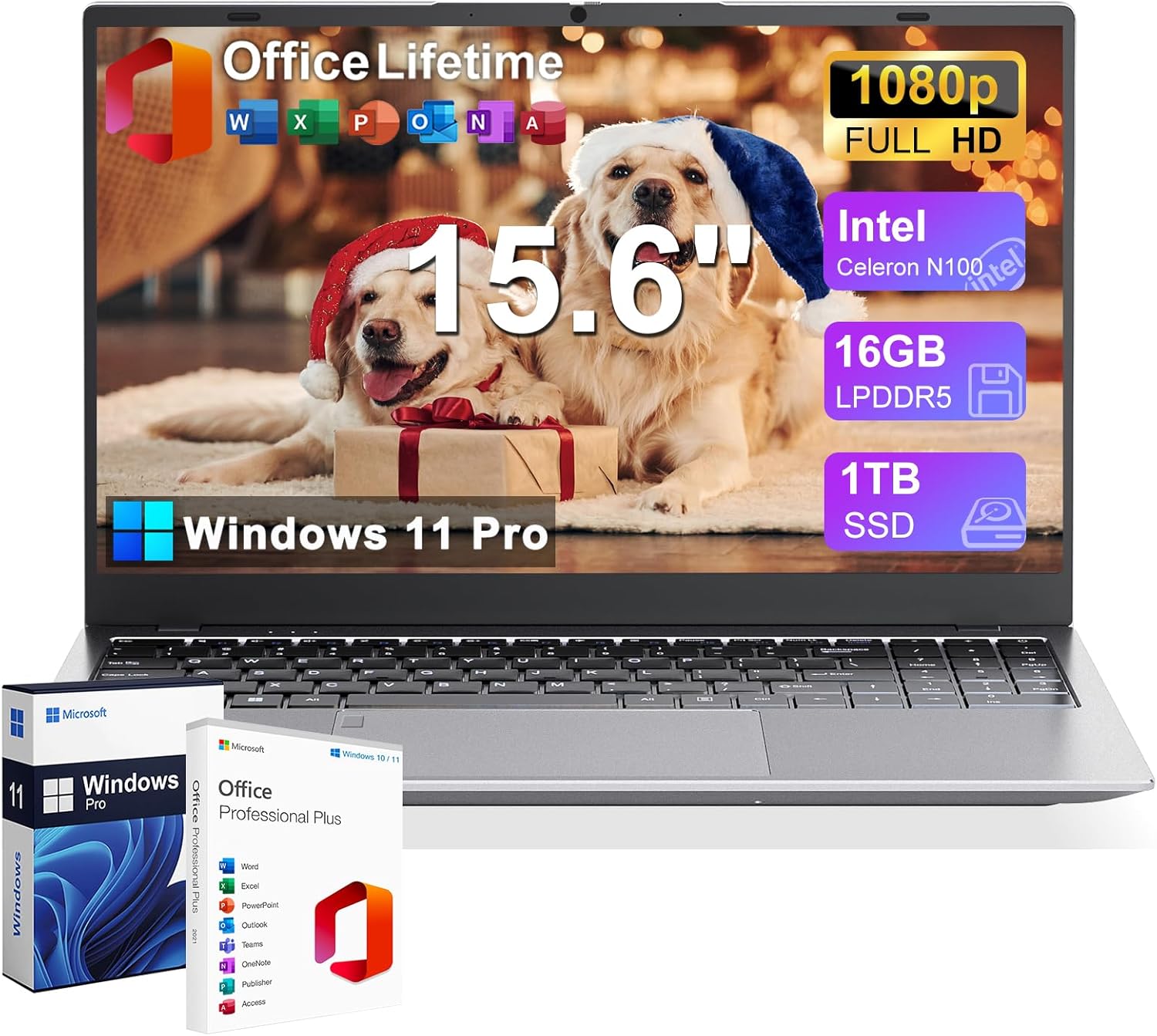 GINA 15.6 FHD Laptop with Intel Quad-Core and 16GB RAM