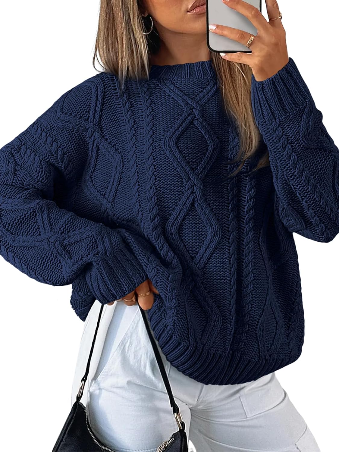 Trendy Queen Women's Oversized Cable Knit Crewneck Sweater Review
