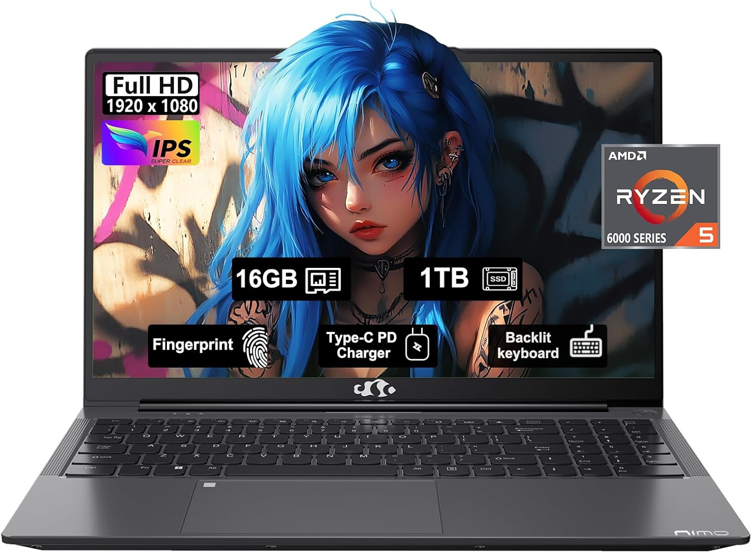 Powerful Ryzen 5 Gaming Laptop: 6-Core, 16GB RAM, 1TB SSD, Win11 - NIMO