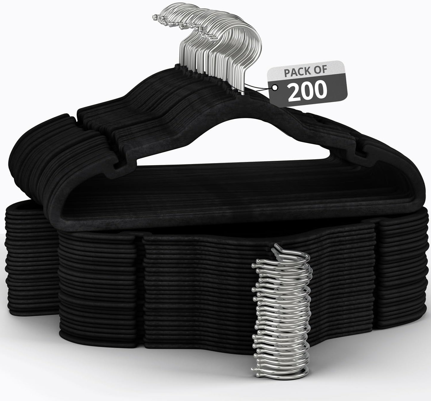 200 Pack Velvet Hangers for Clothes - Slim Space Saving Design