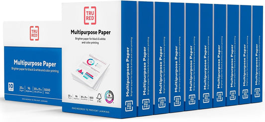STAPLES TRU RED 8.5x11 Printer Paper - 500 Sheets, 96 Brightness, Matte Finish