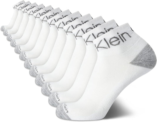 Calvin Klein Mens Quarter Socks - Cushioned Athletic Ankle Socks