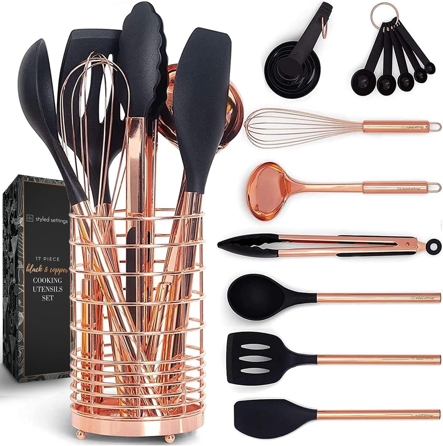 Stylish Black and Copper Kitchen Utensils Set for Modern Cooking