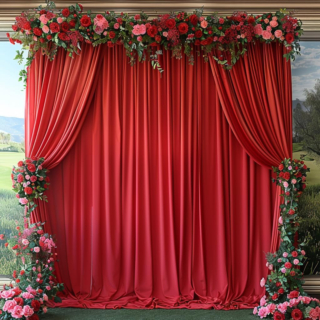30x10ft Wrinkle Free Red Backdrop Curtain for Parties and Events