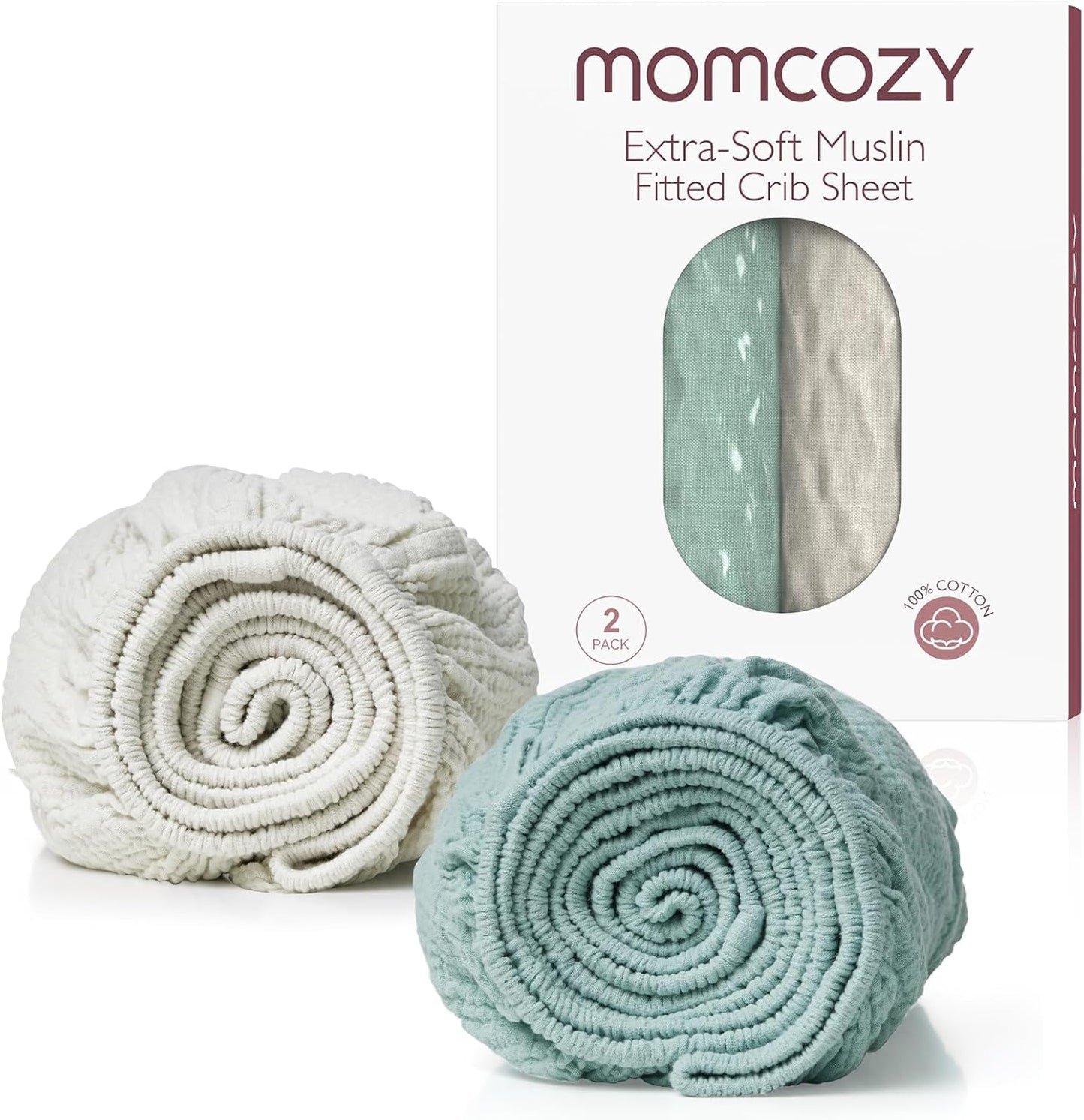 Momcozy Muslin Fitted Crib Sheets for Comfortable Baby Sleep