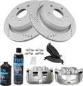 TRQ Rear Performance Brake Pad & Rotor Kit with Calipers - Reliable