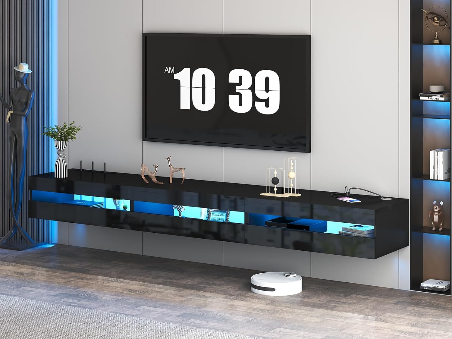 ANTISTA: Modern 94.5'' Floating TV Stand with Power Outlet