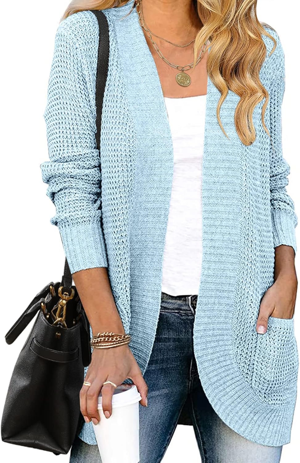MEROKEETY Womens Long Sleeve Open Front Cardigans for Fall