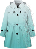 Girls Lightweight Waterproof Hooded Trench Coat Raincoat - Plaid Lined