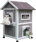 Rockever Outdoor Cat House Large - 2-Story Weatherproof Shelter